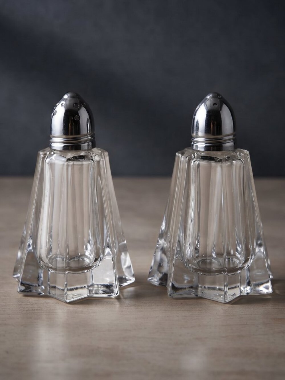 VTG Czechoslovakia Cut Crystal Salt & Pepper Shakers Starburst Base Art Deco